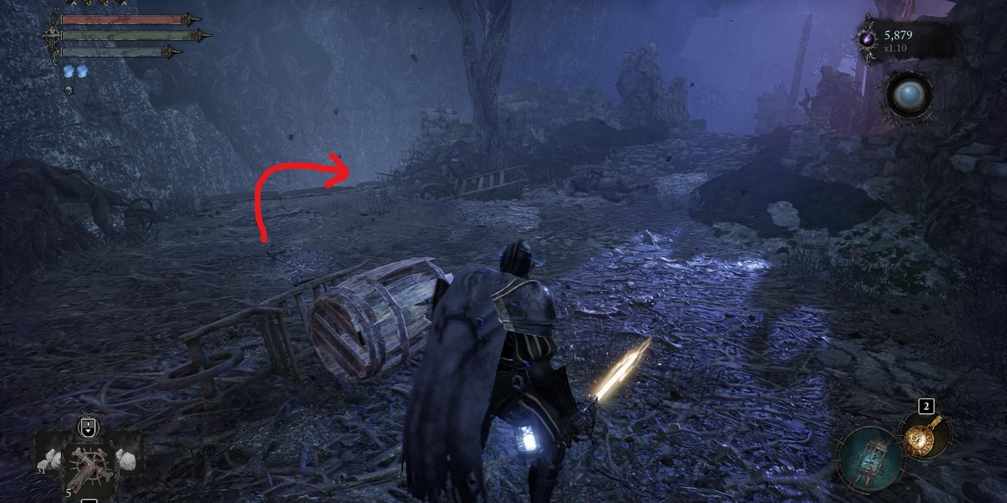 second pointer showing path to the vigor farm location in lords of the fallen