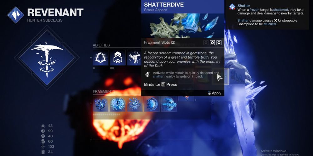 Shatterdive, Destiny 2, Best Stasis Aspects