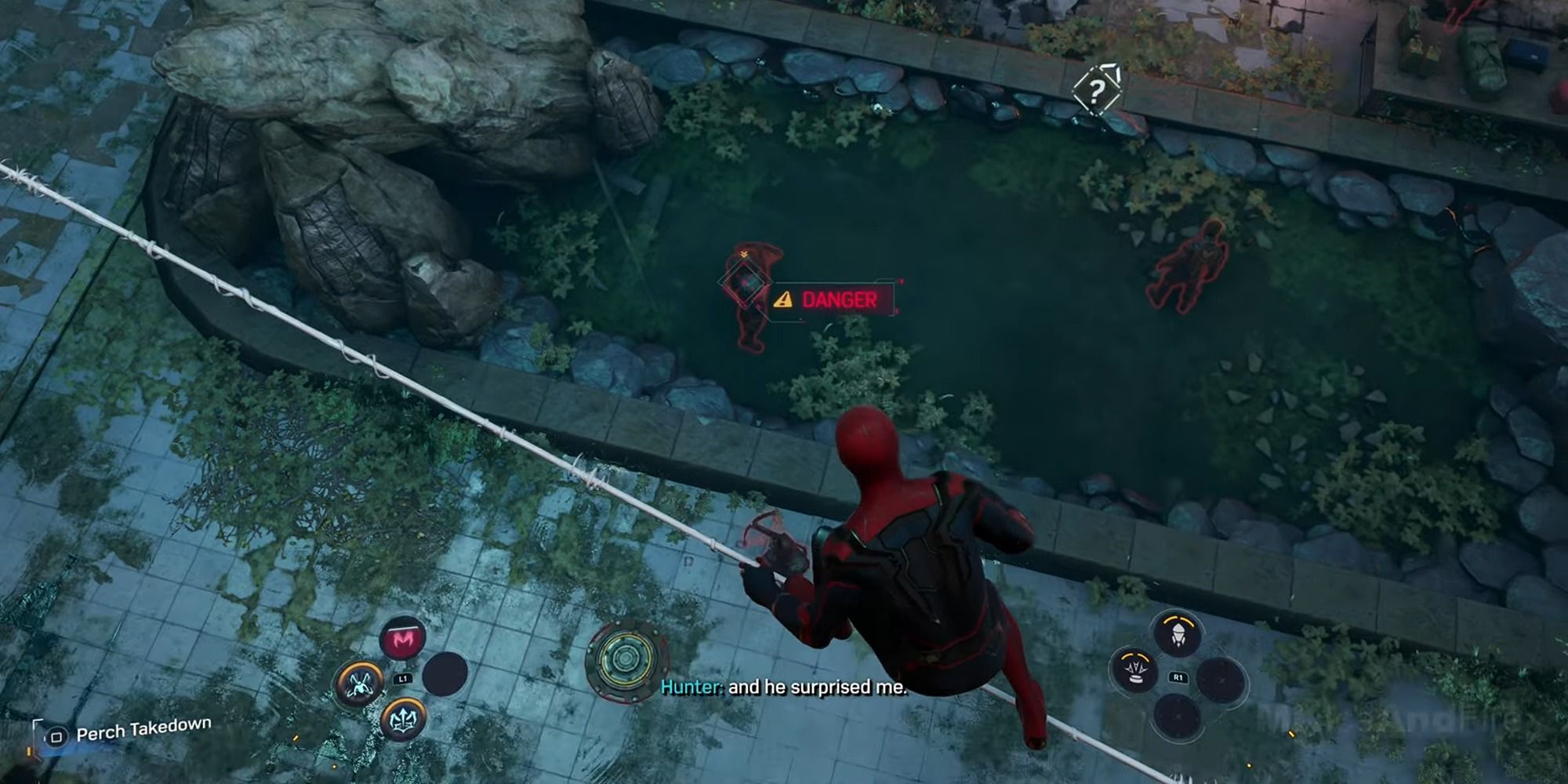 Spider-Man 2 Peter Hanging On Top of Enemies