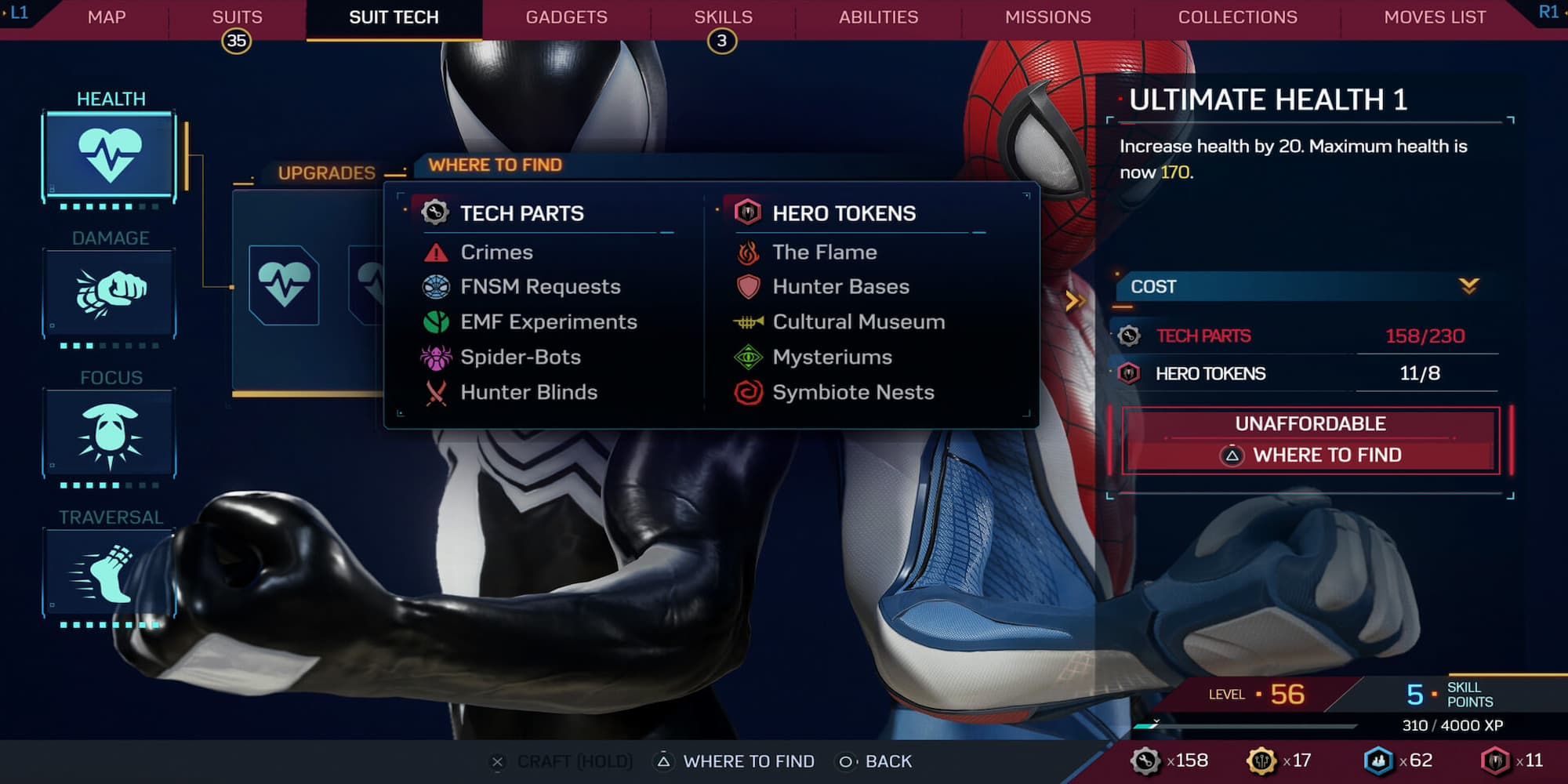 Hero Tokens Being Used For A Suit Tech Upgrade