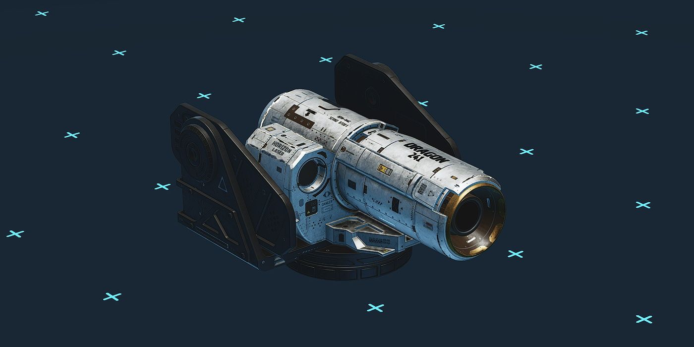 The dragon 241p pulse laser turret is examined in Starfield's ship designer feature