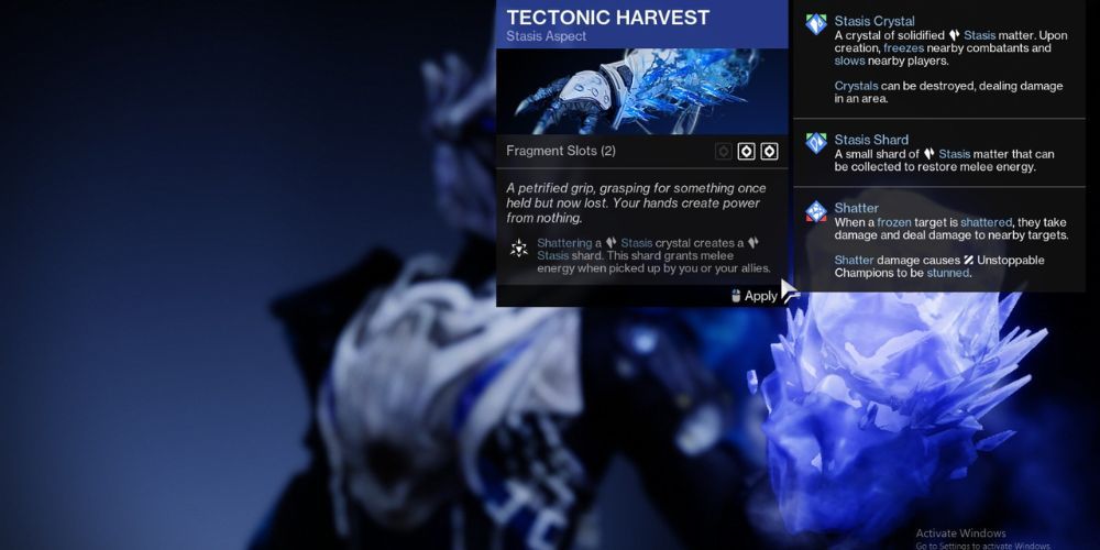 Tectonic Harvest, Destiny 2, Best Stasis Aspects