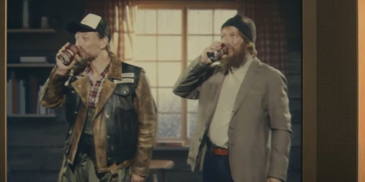 The Alan Wake 2 character is watching the Ahma Beer Commercial by the Koskela Brothers.