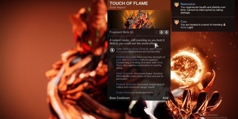 Touch of Flame, Destiny 2, Best Solar Aspects