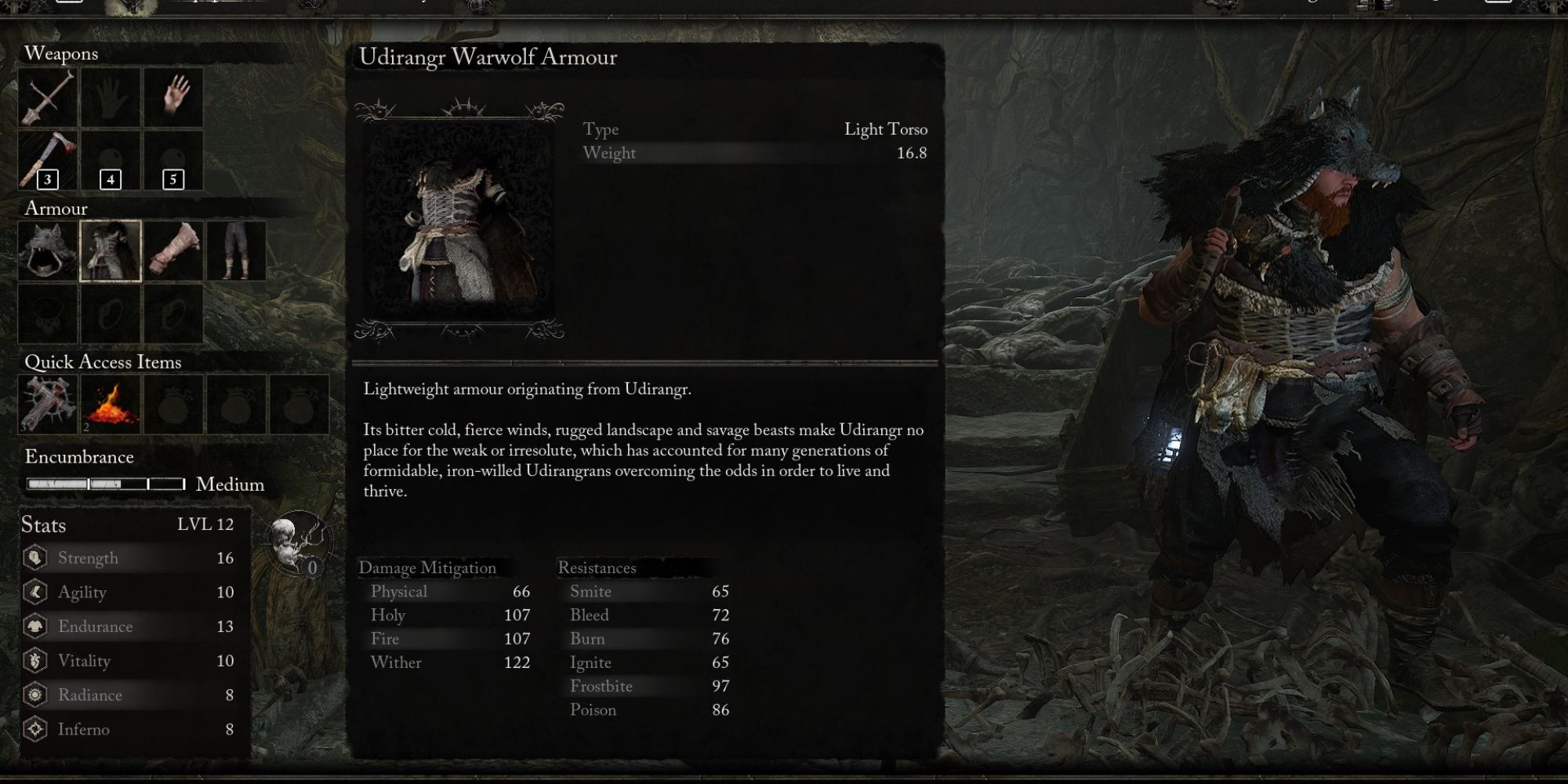 Udirangr Warwolf Armor Set in lords of the fallen