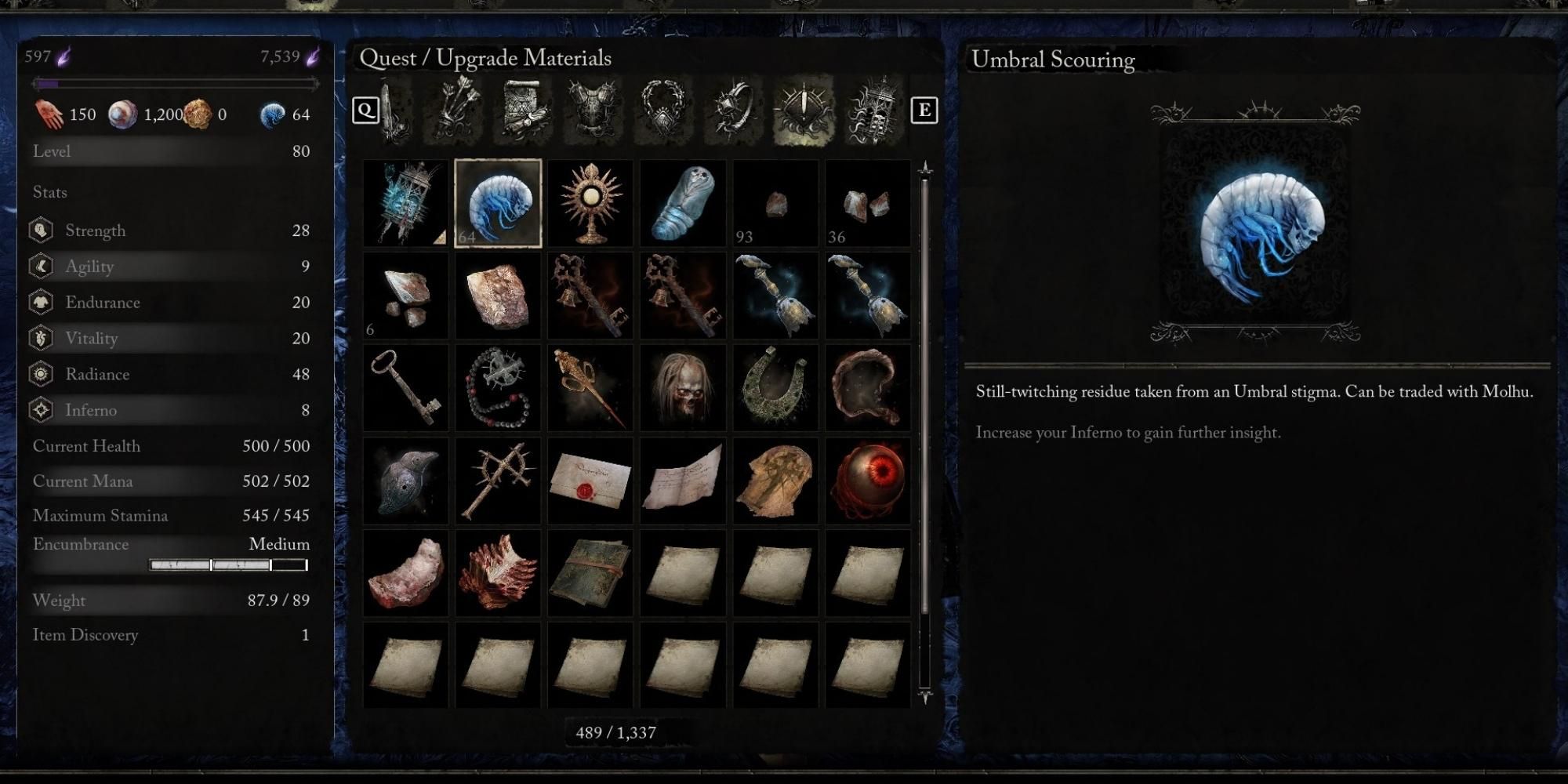 umbral scouring in lords of the fallen