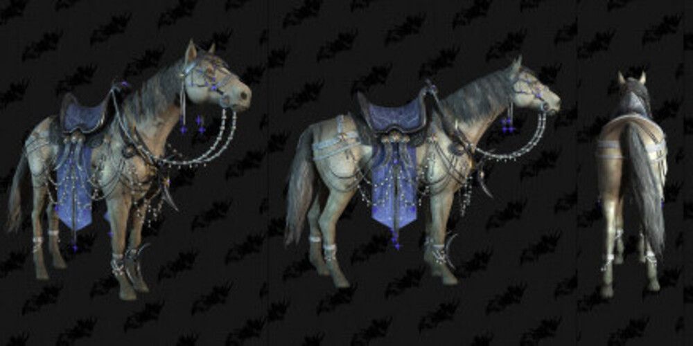 The Celestial Opulence Mount Armor on a Grey Horse