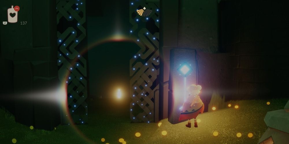 A Hidden Forest Winged Light behind an opening door in Sky: Children of the Light.