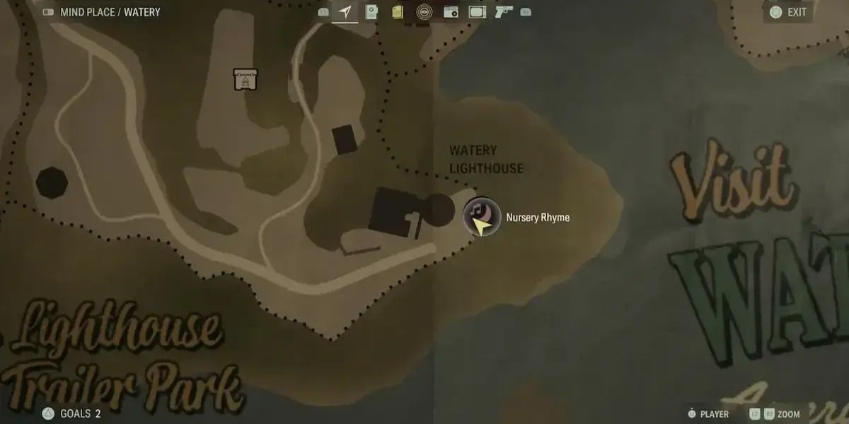 The location of the Watery Lighthouse Nursery Rhyme, shown on the map.