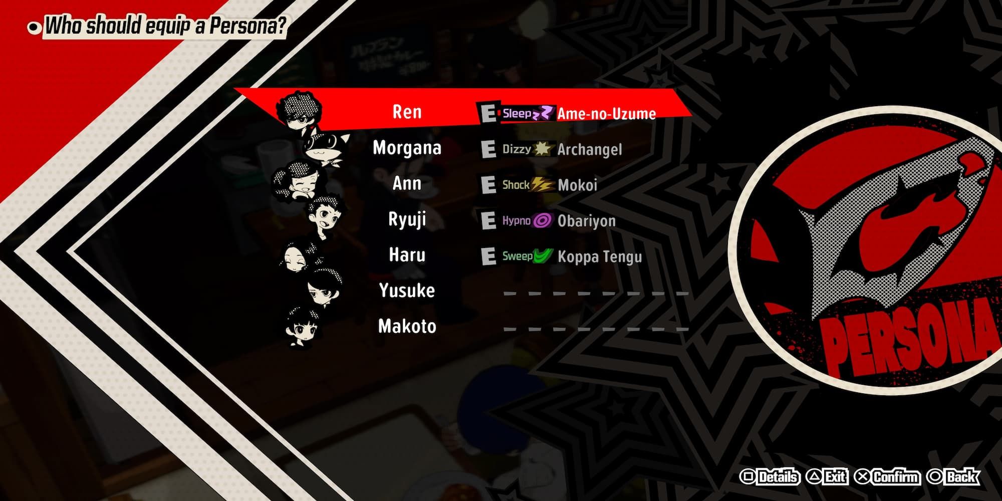 The Persona Equip Menu