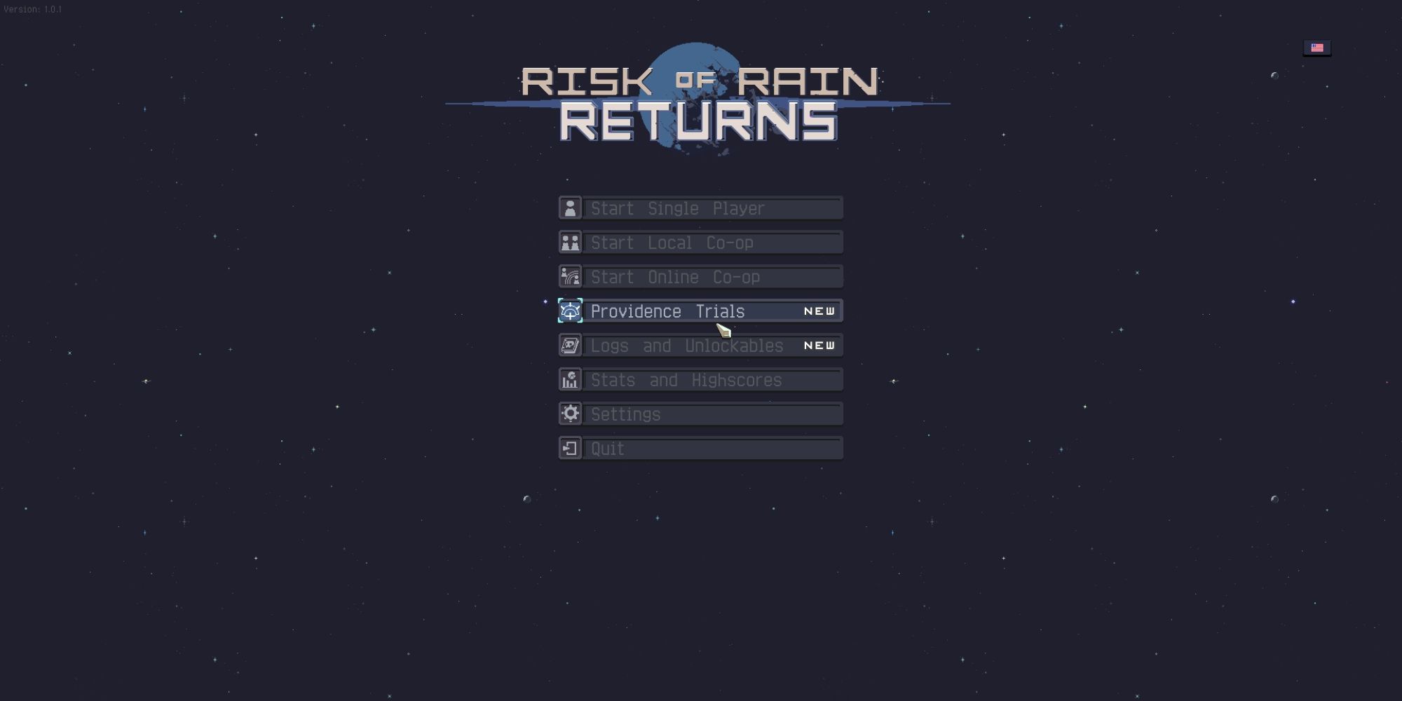 providence trial menu screen in risk of rain returns