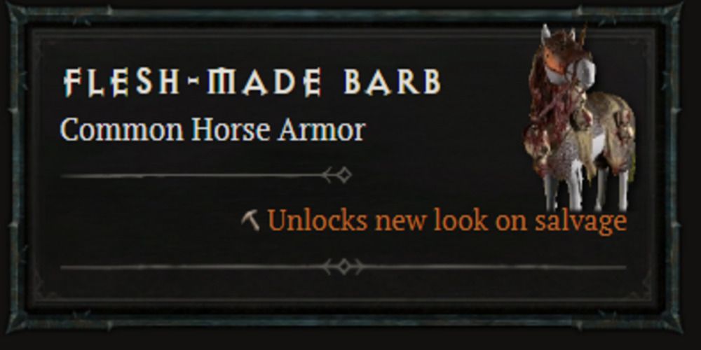 The flesh made barb mount armor from Diablo 4