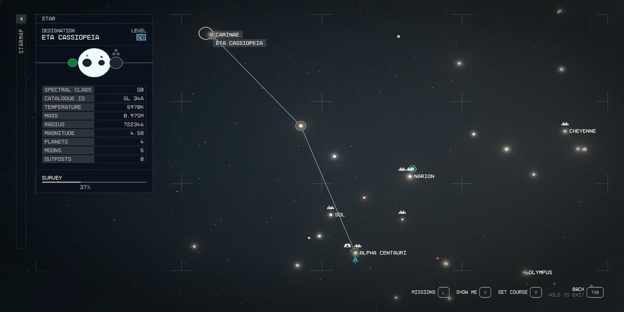 Eta Cassiopeia On The Star Map