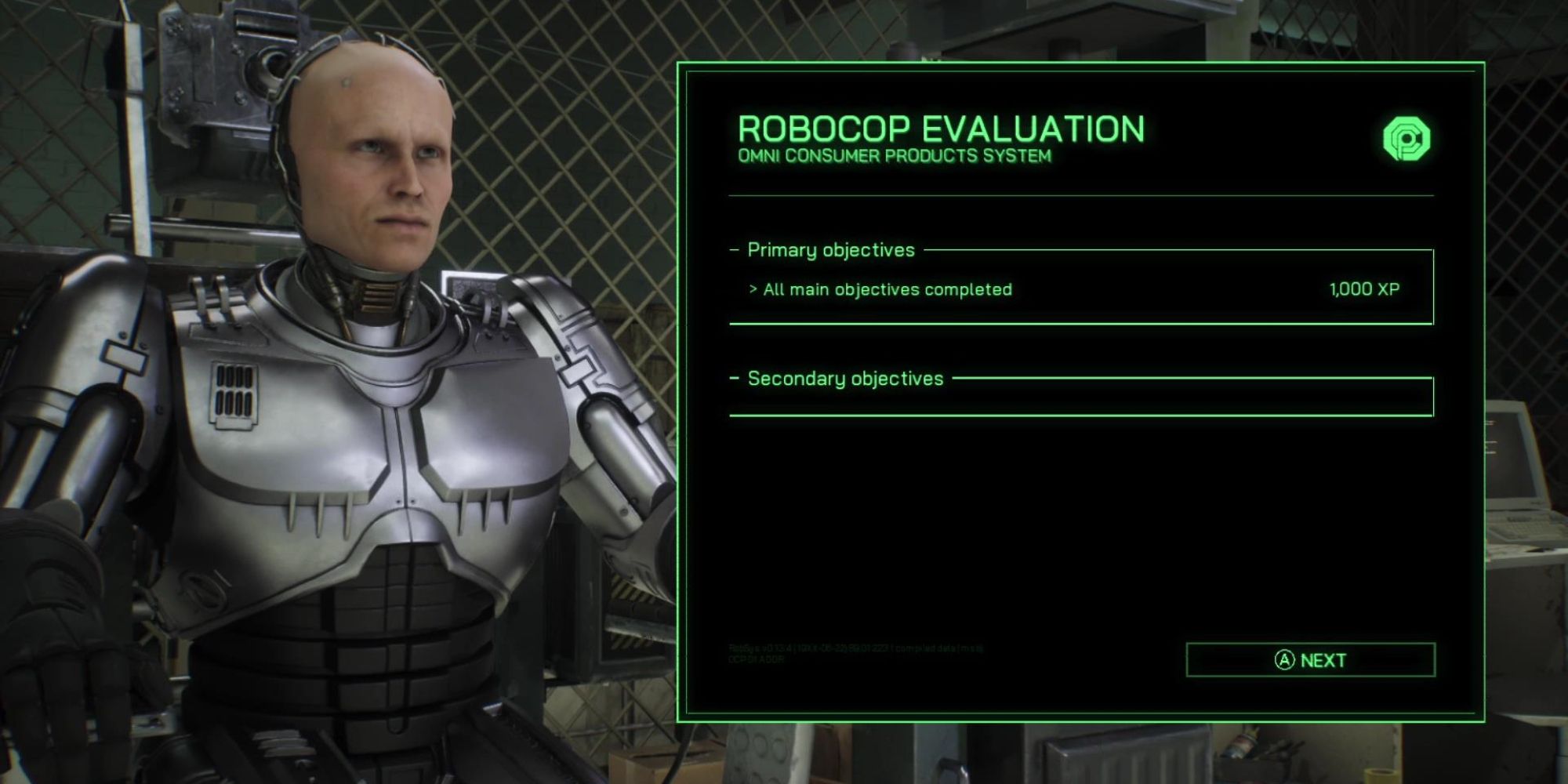 Robocop Rogue City Robocop Evaluation Screen First Level Complete