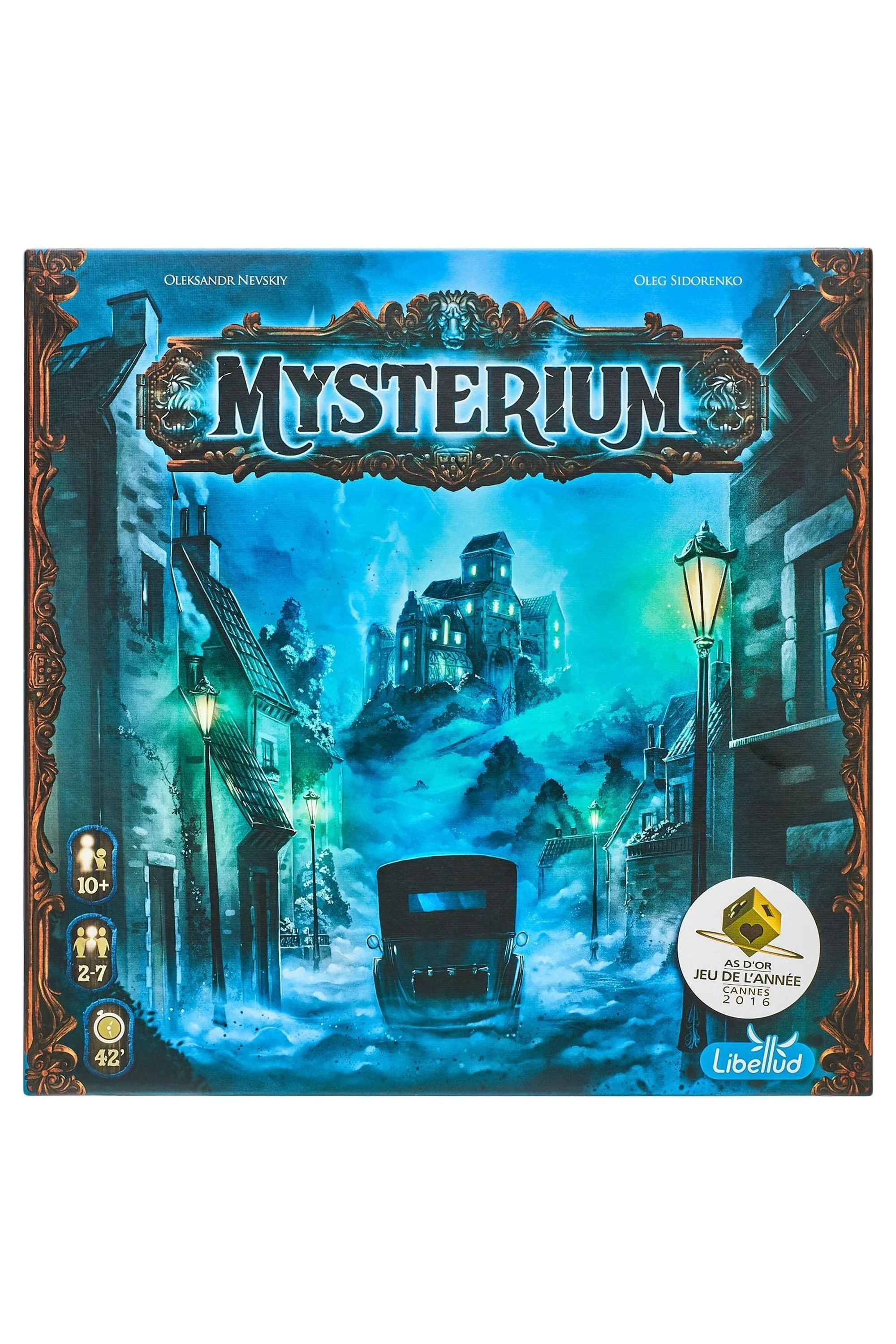 Vẫn là sản phẩm từ board game Mysterium, tác phẩm minh họa có hình thị trấn đầy sương mù trên nền trắng