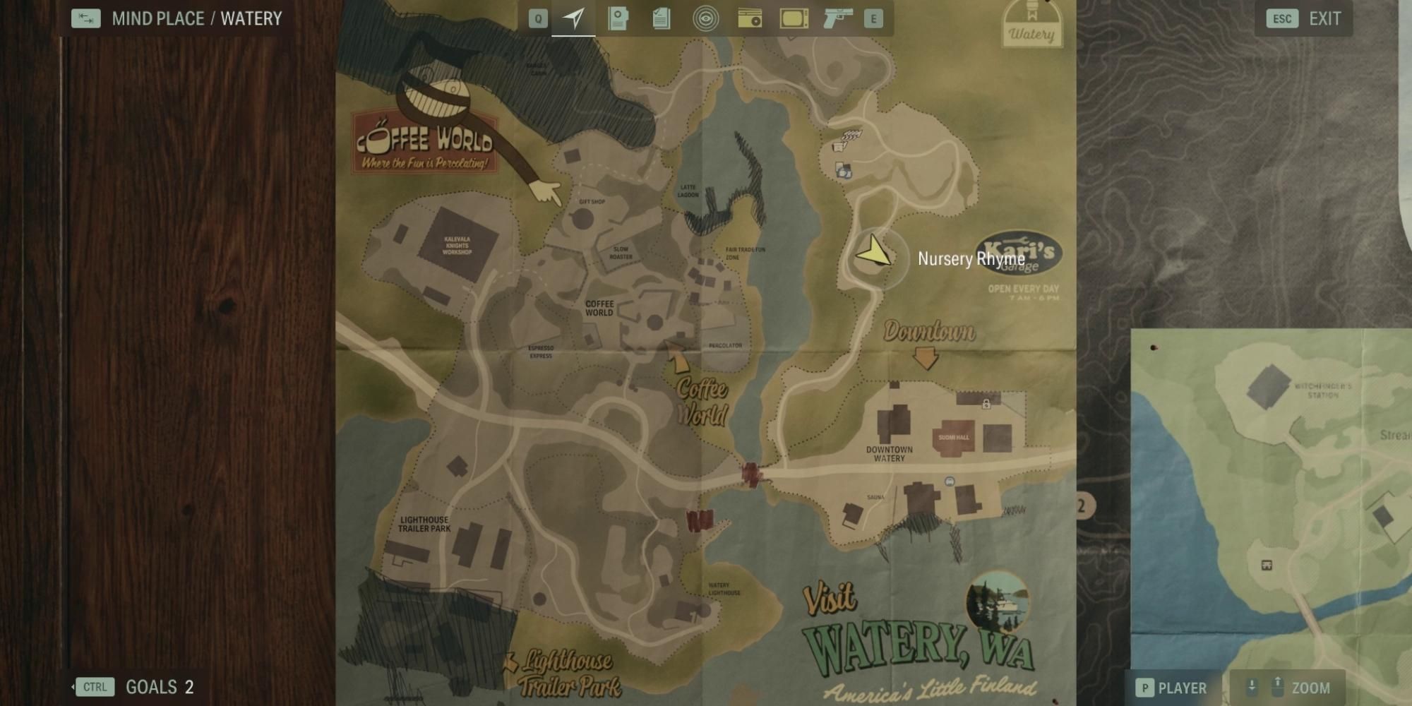 watery shortcut nursery rhyme location on map in alan wake 2