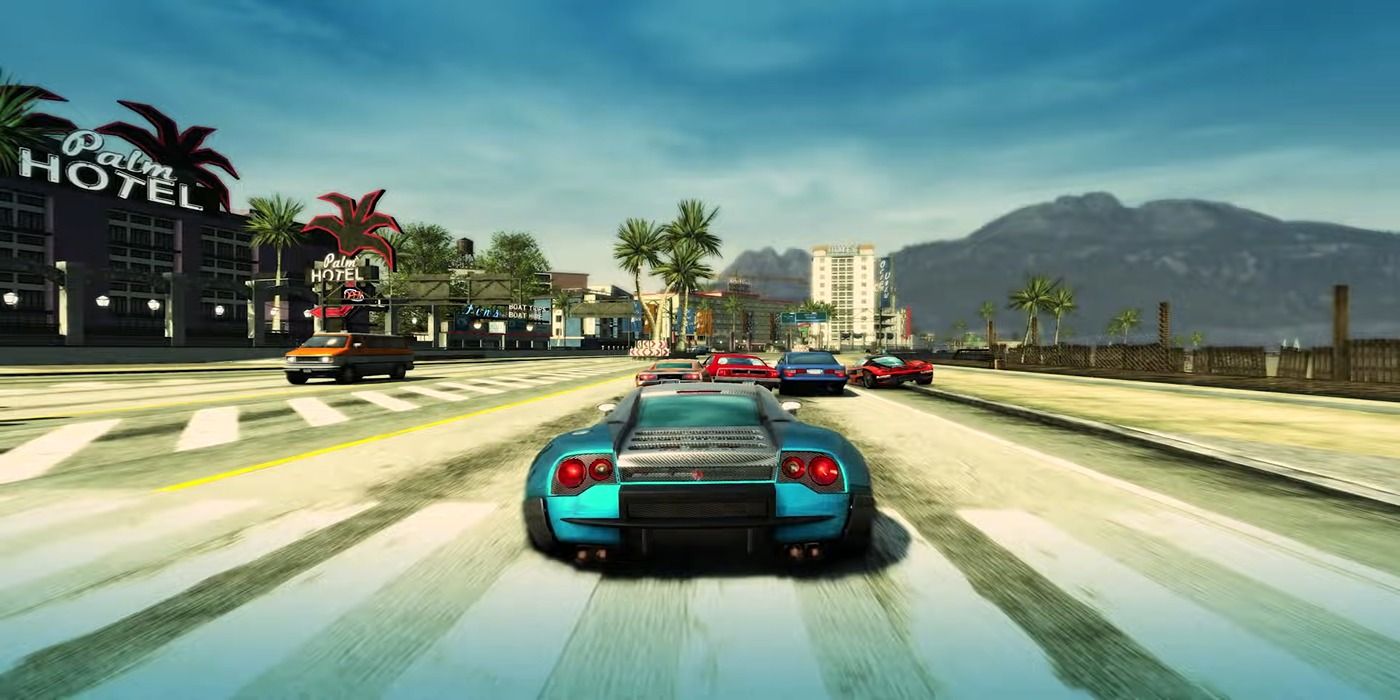 A race screenshot from Burnout Paradise Remastered