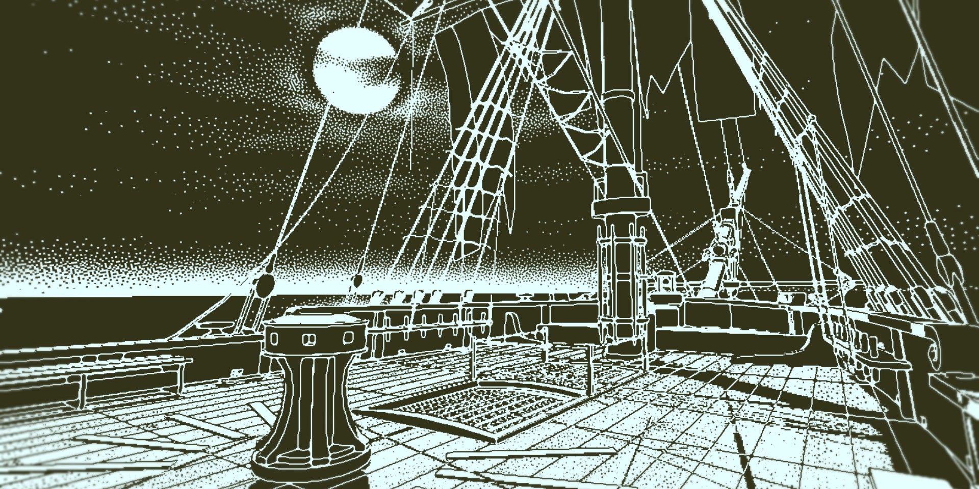 The deck of the ship in Return Of The Obra Dinn.