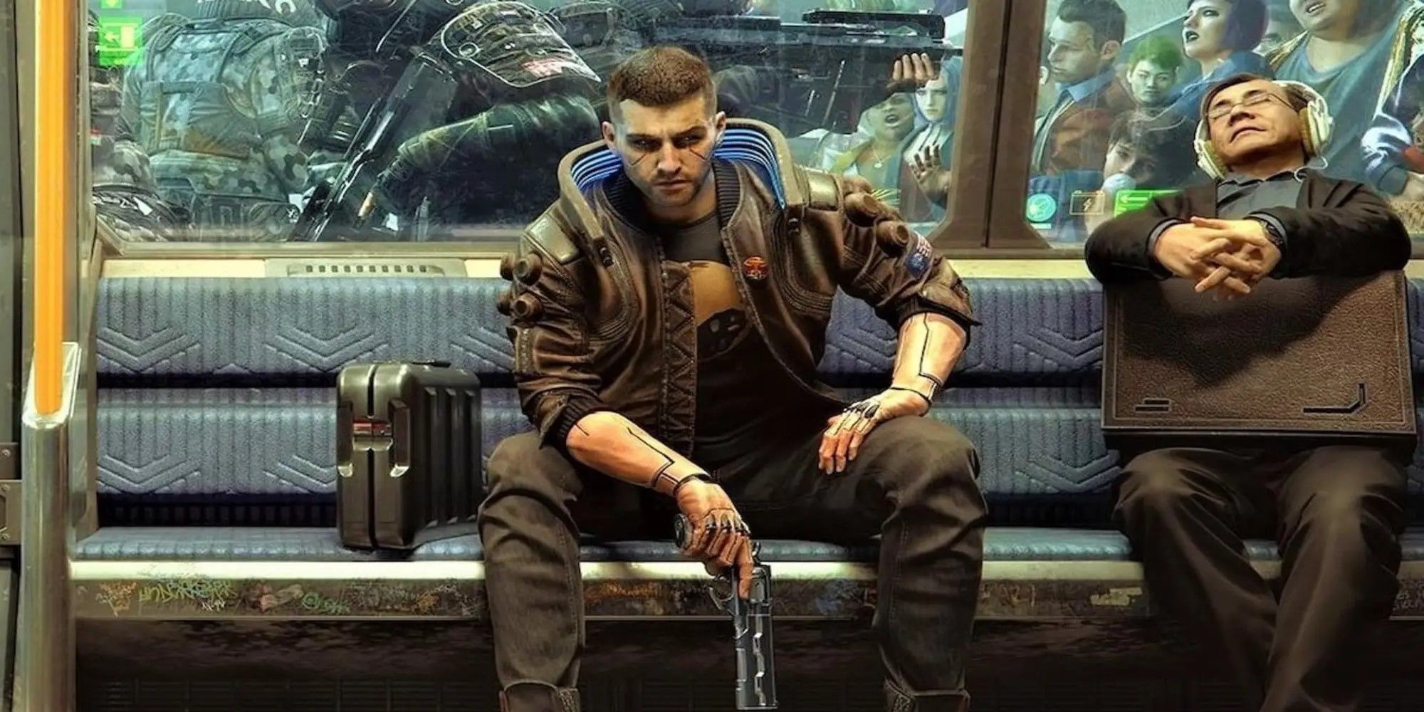 Cyberpunk 2077 - V sitting on train