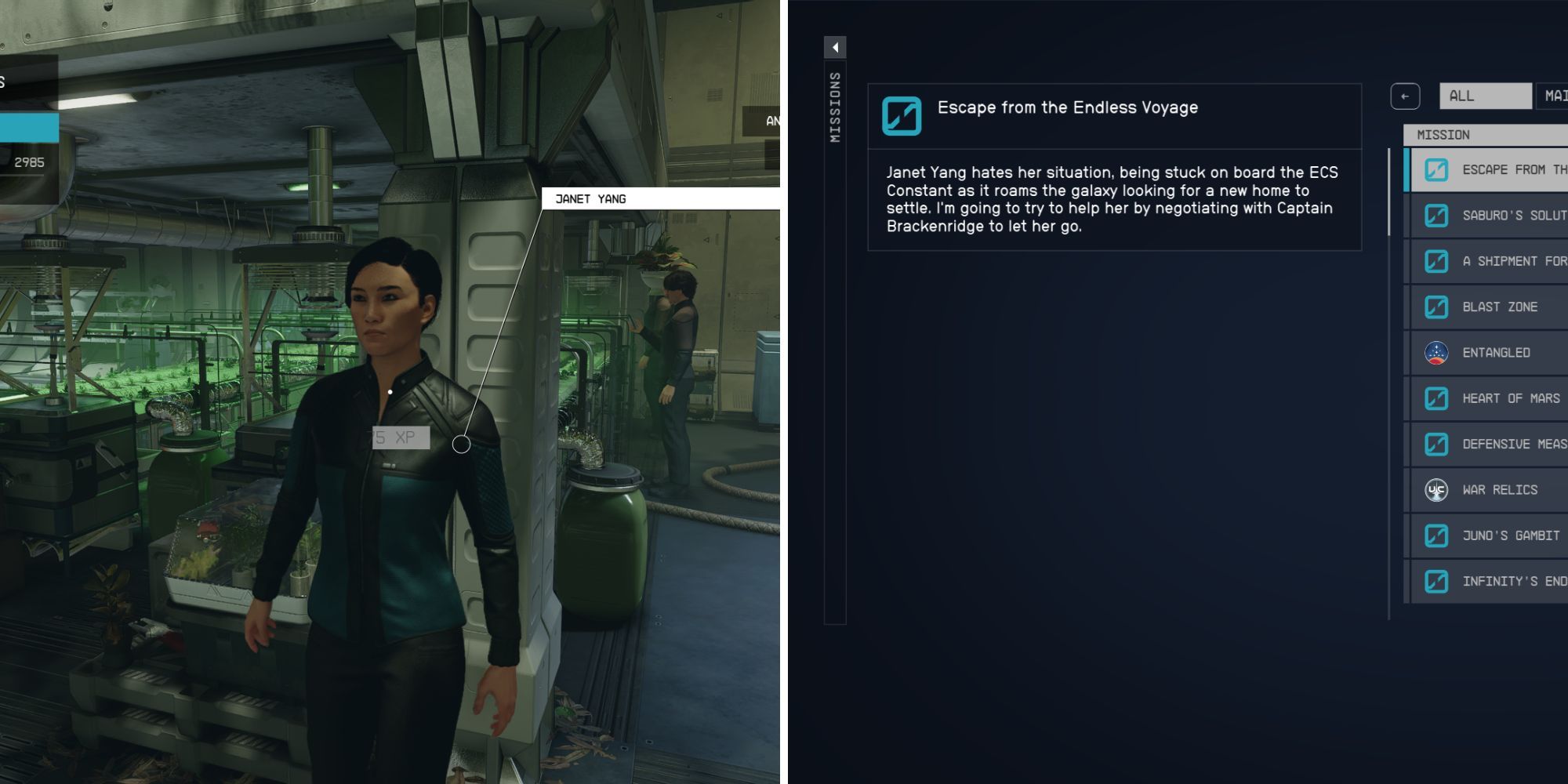 Janet Yang & Escape The Endless Void Quest Menu