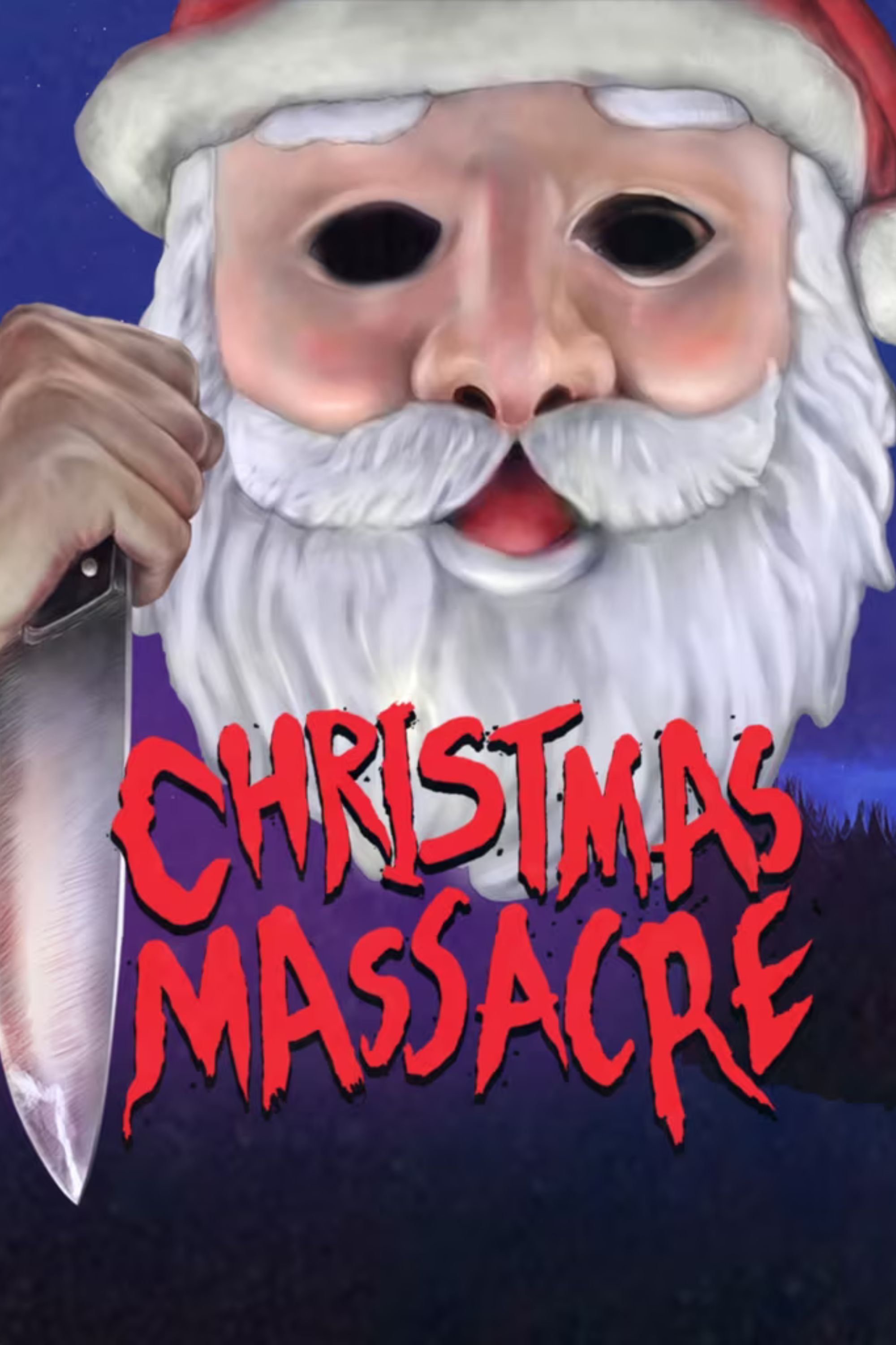 2000x3000 cover image for the Christmas Massacre video game showing an eye-less Santa holding a knife behind the game's logo