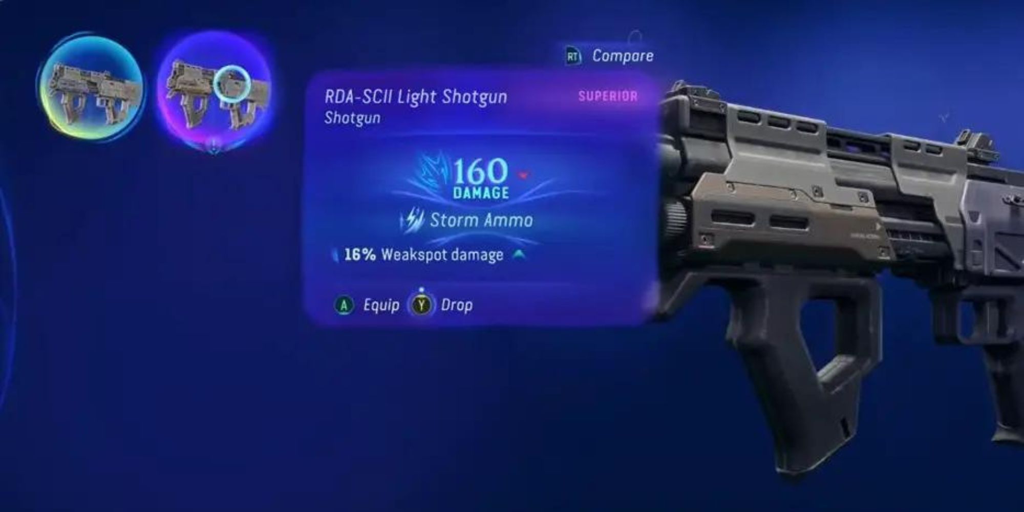 The RDA SCII Light Shotgun in the players inventory