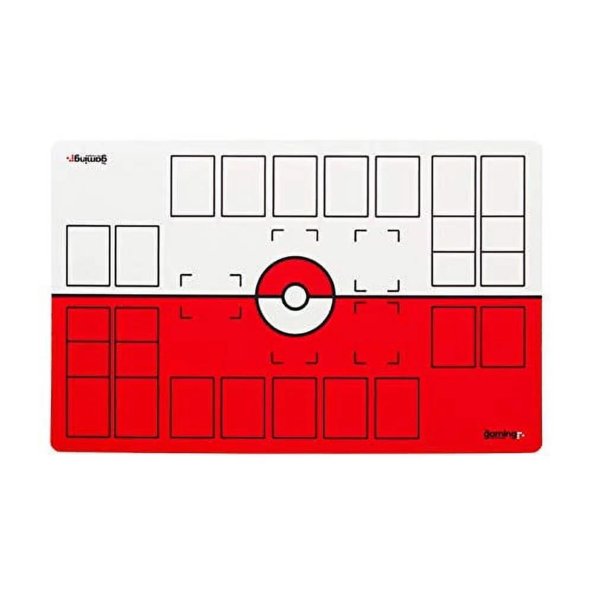 Product still of the The Gaming Mat Company Pokemon Stadium Playmat (Red & White) on a white background