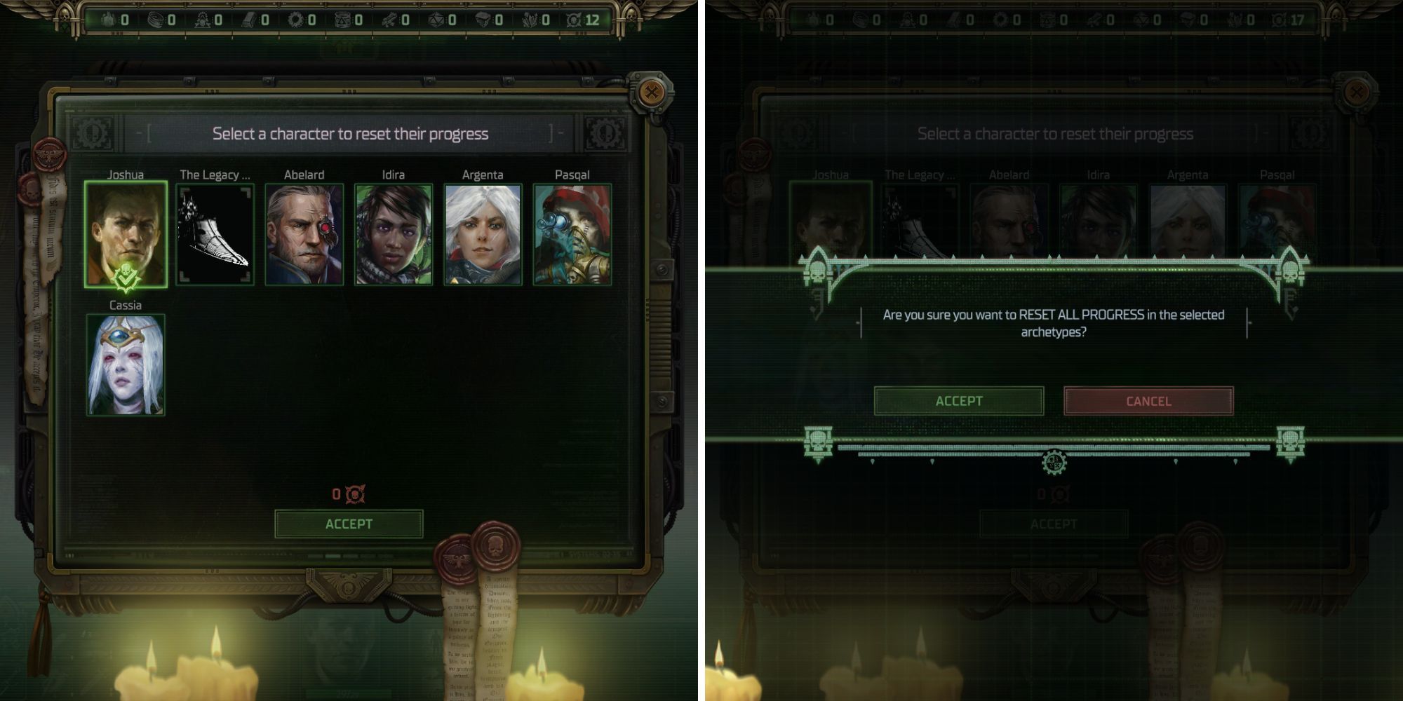 The Respecing Menu In ROgue Trader