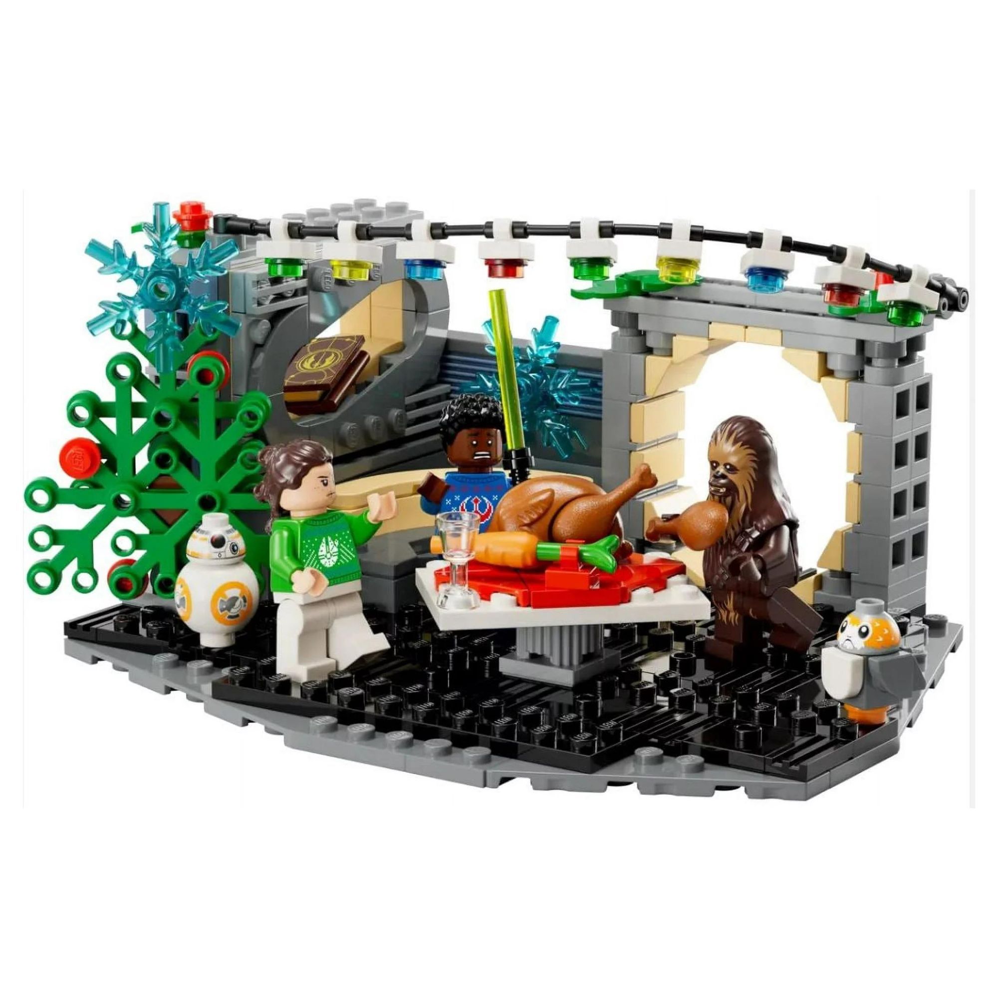 Product still for the LEGO Millennium Falcon Holiday Diorama on a white background