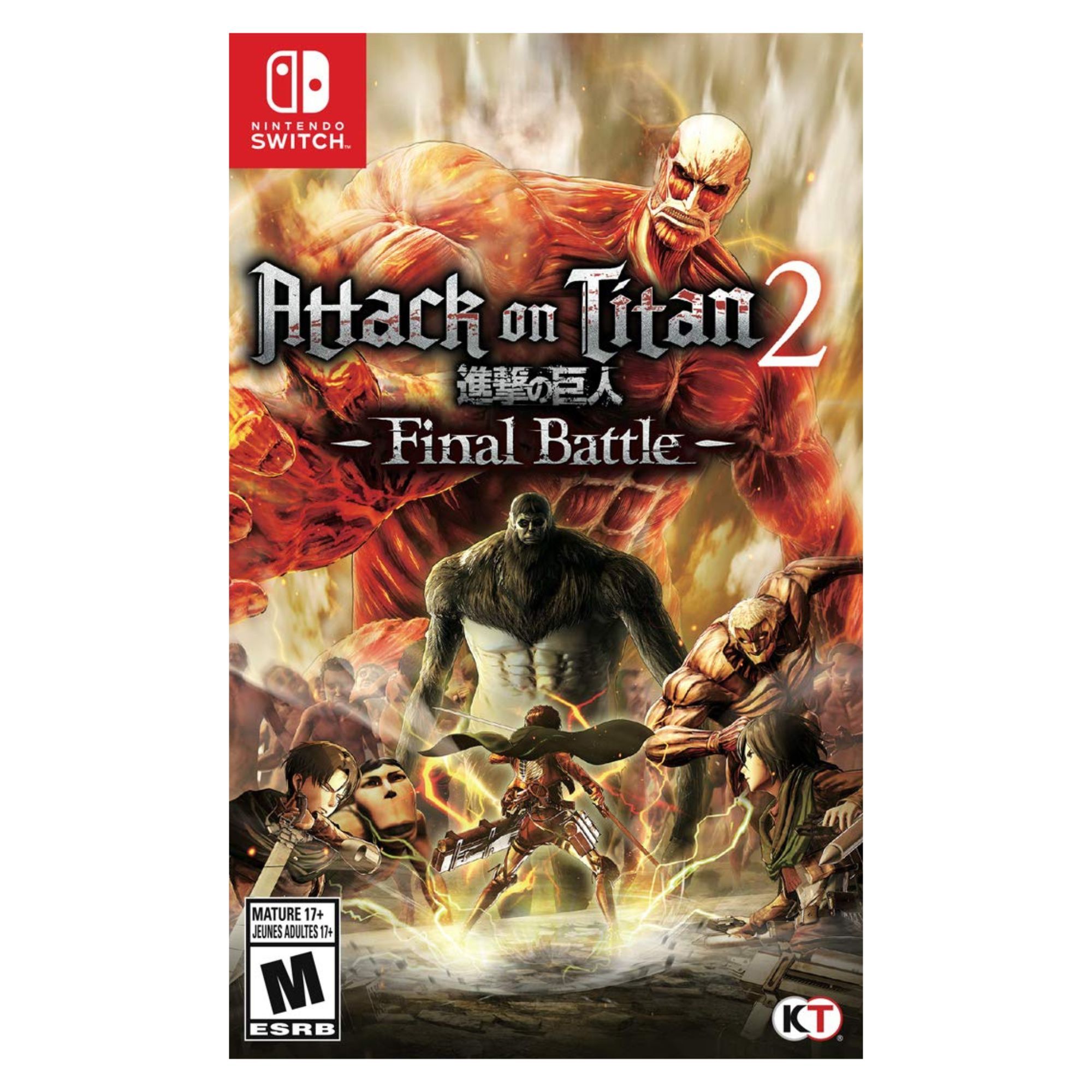 Product still of Attack on Titan 2: Final Battle for Nintendo Switch on a white background