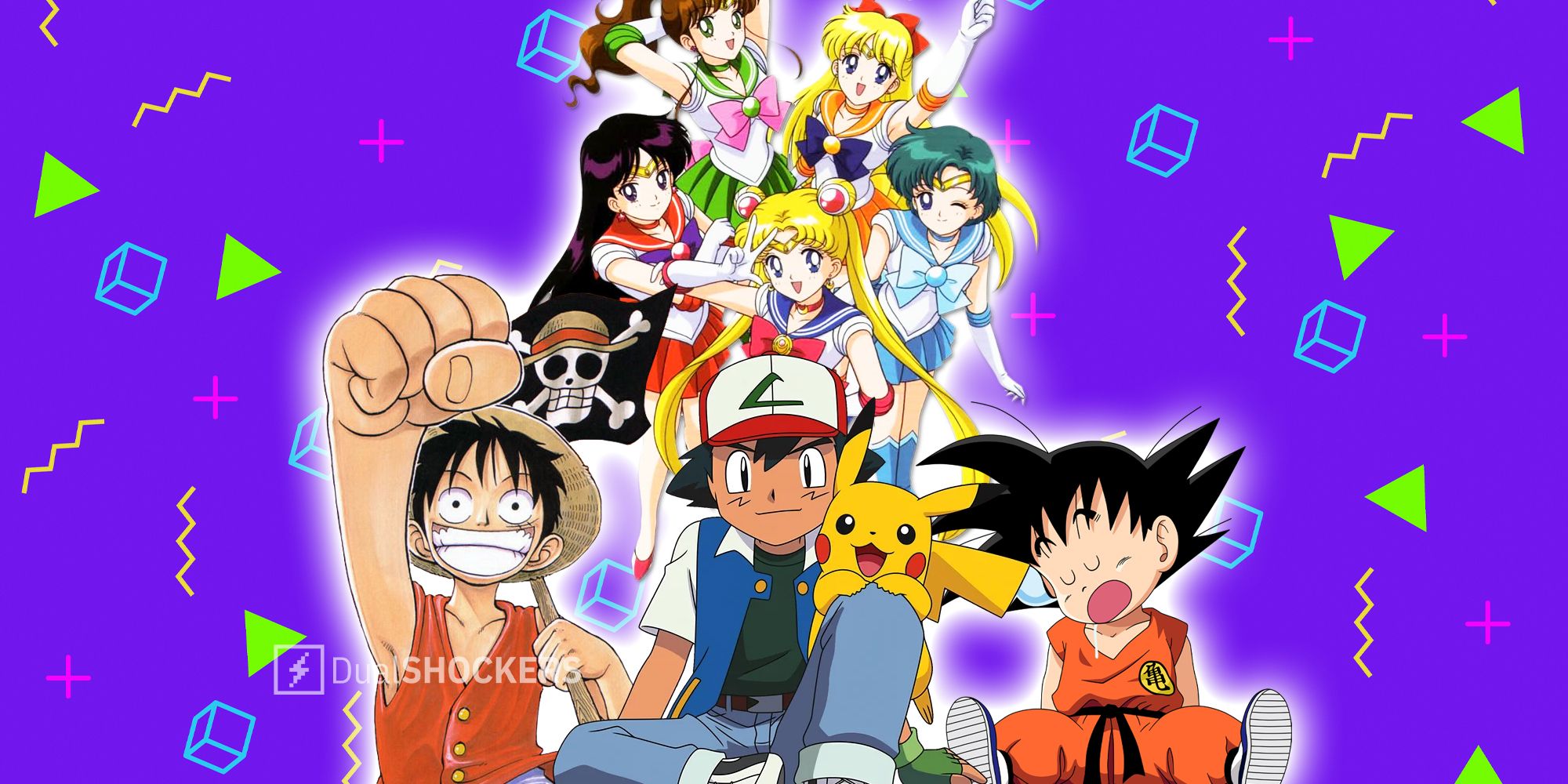 One Piece, Sailor Moon, Pokemon, Dragonball anime