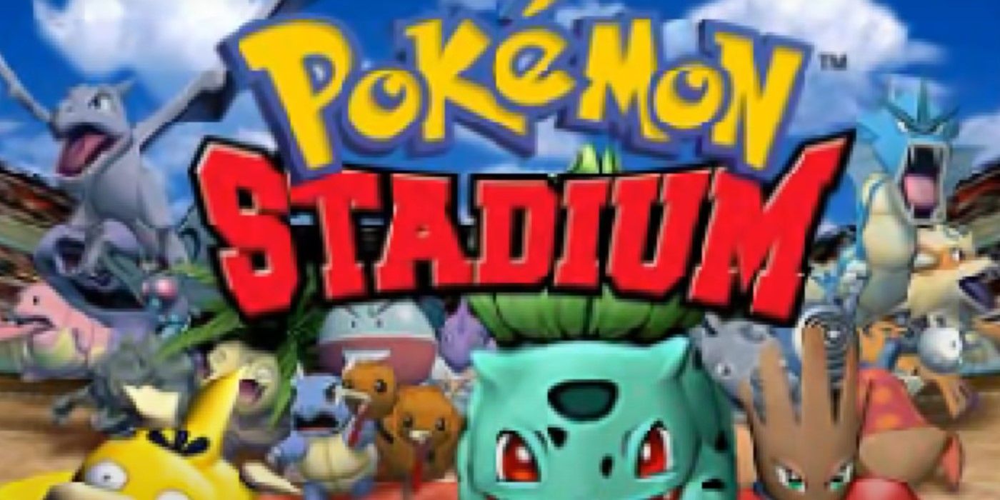 The Pokémon Stadium character is showing the homescreen to the classic N64 game.