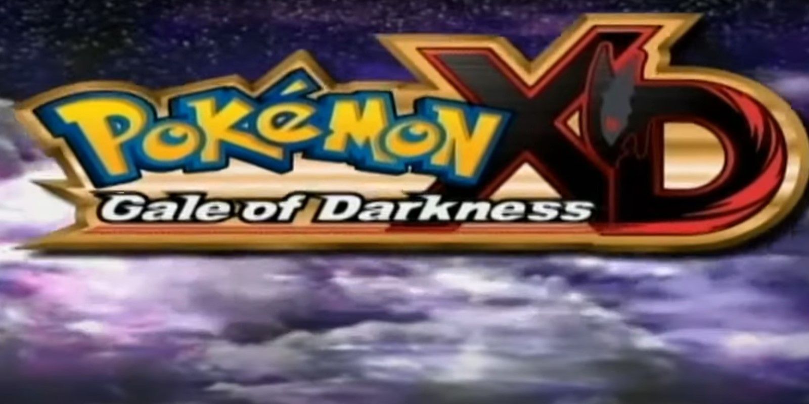 The Pokemon XD character is displaying the title screen for the Gale of Darkness game.