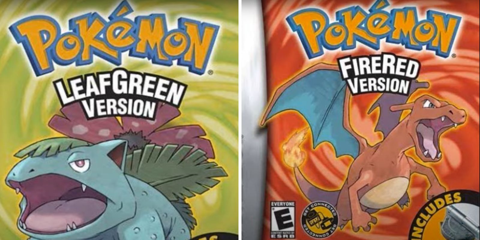 The Pokemon character is showing the front of the Pokemon LeafGreen and FireRed versions.