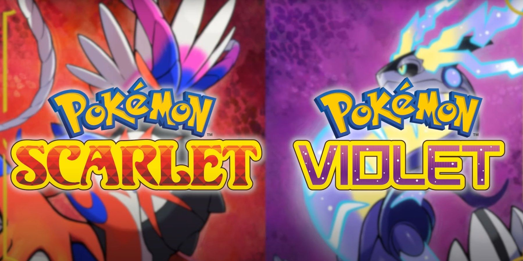 The Pokemon character is showing the title screens of Pokémon Scarlet and Violet.