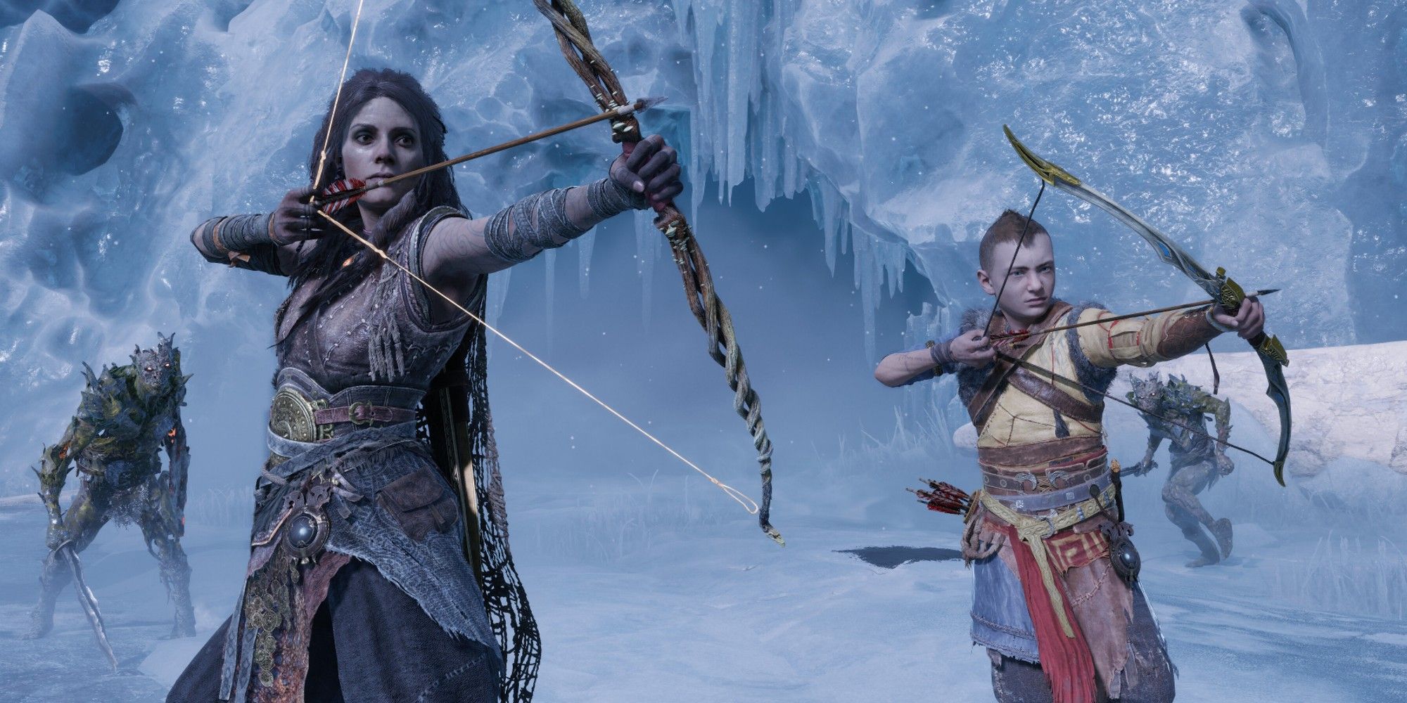 God of War Ragnarok Atreus And Freya With Bows