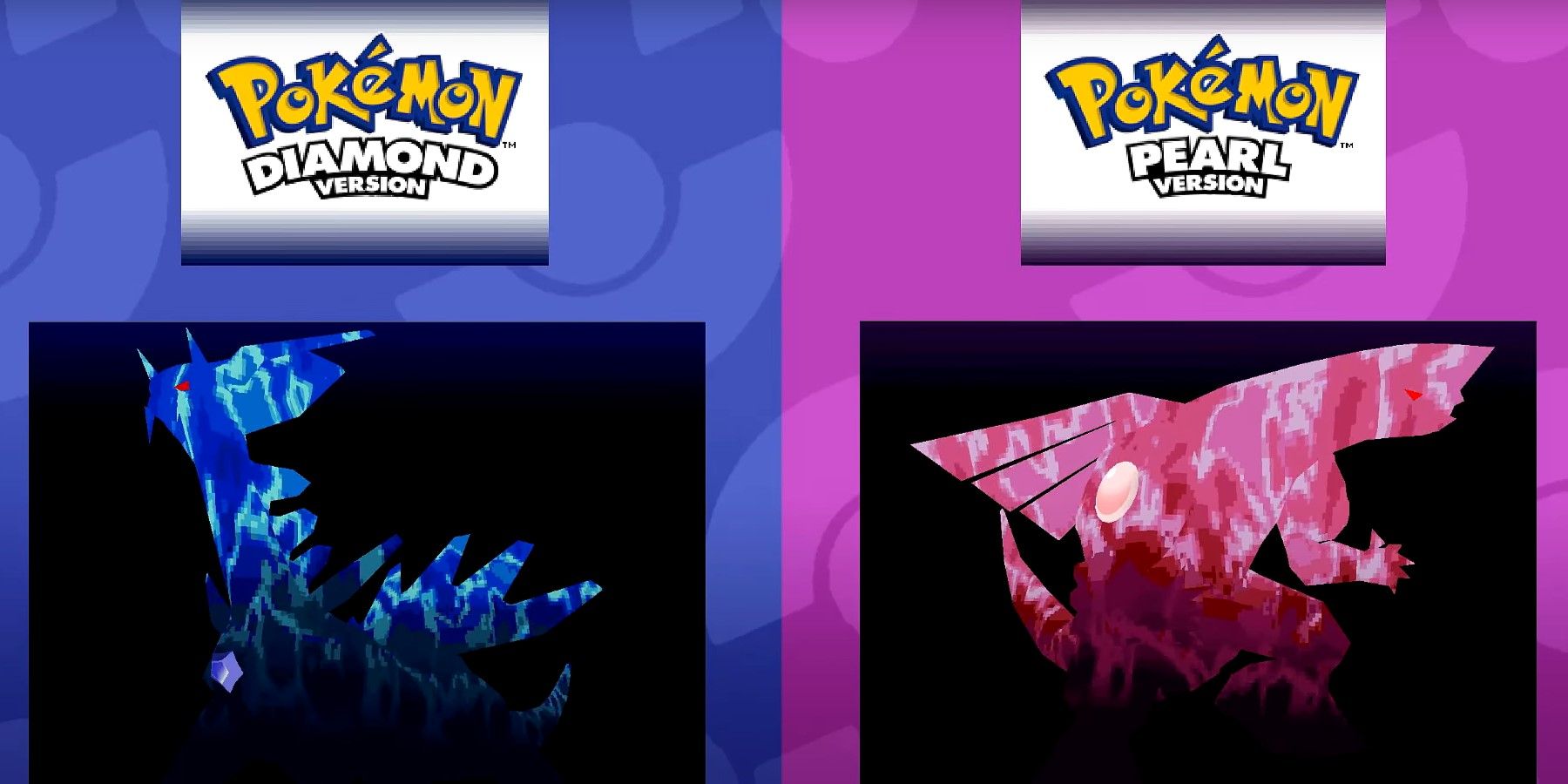 The Pokémon character is showing the title screens for Diamond and Pearl.