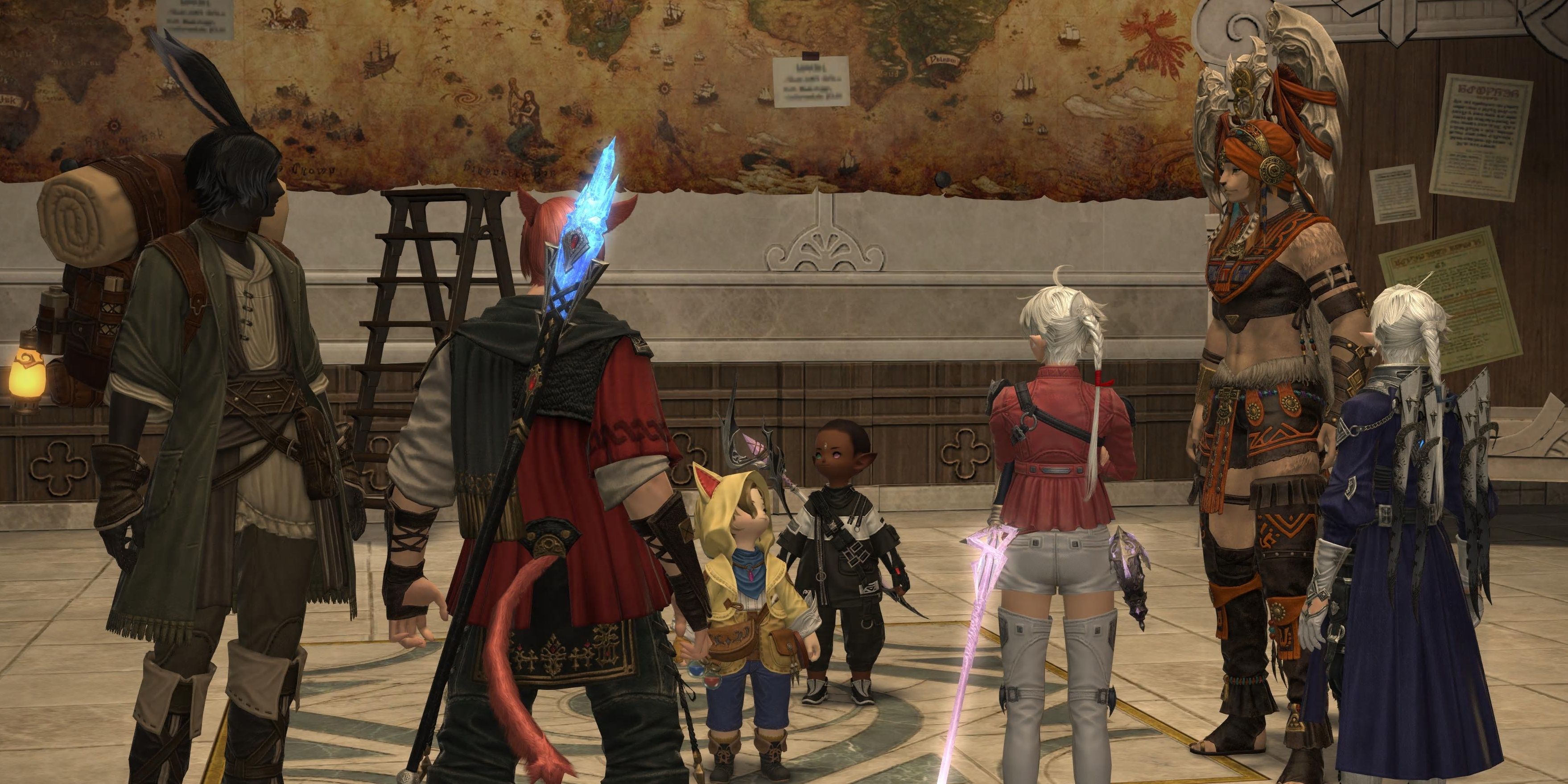 The Warrior of Light and the gang discuss their next adventure in Final Fantasy 14