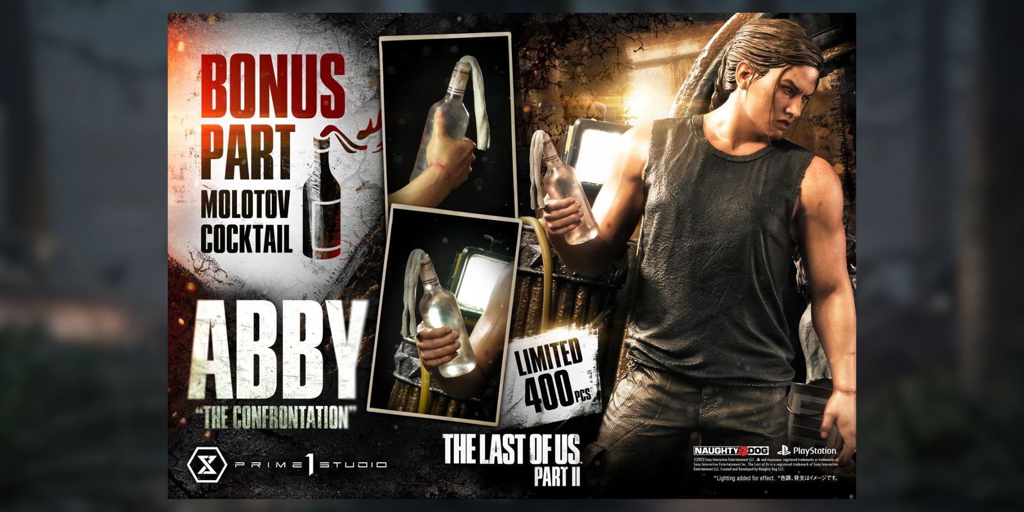 Product still of the Abby 'The Confrontation' The Last of Us 2 Figure Bonus Version with a Molotov cocktail