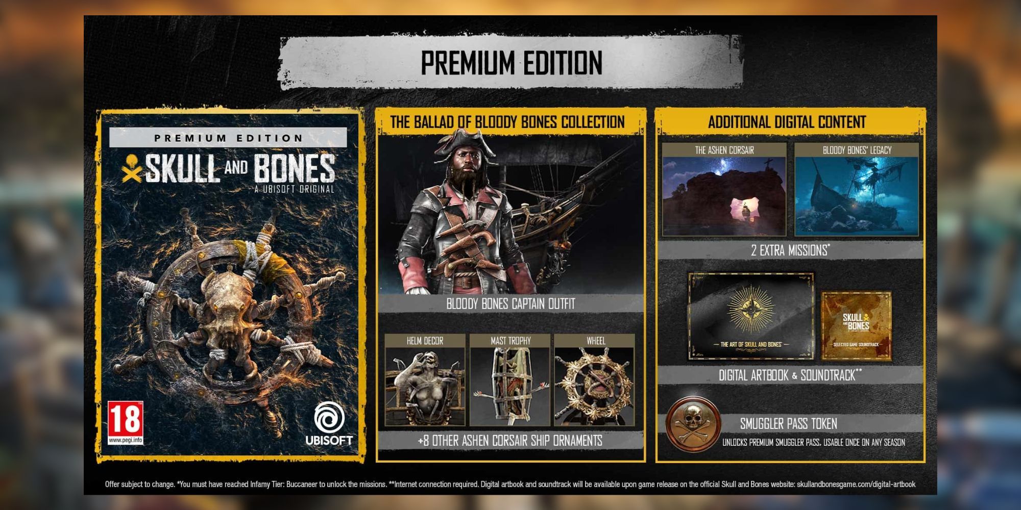 Product still of the Skull and Bones Premium Edition and its contents