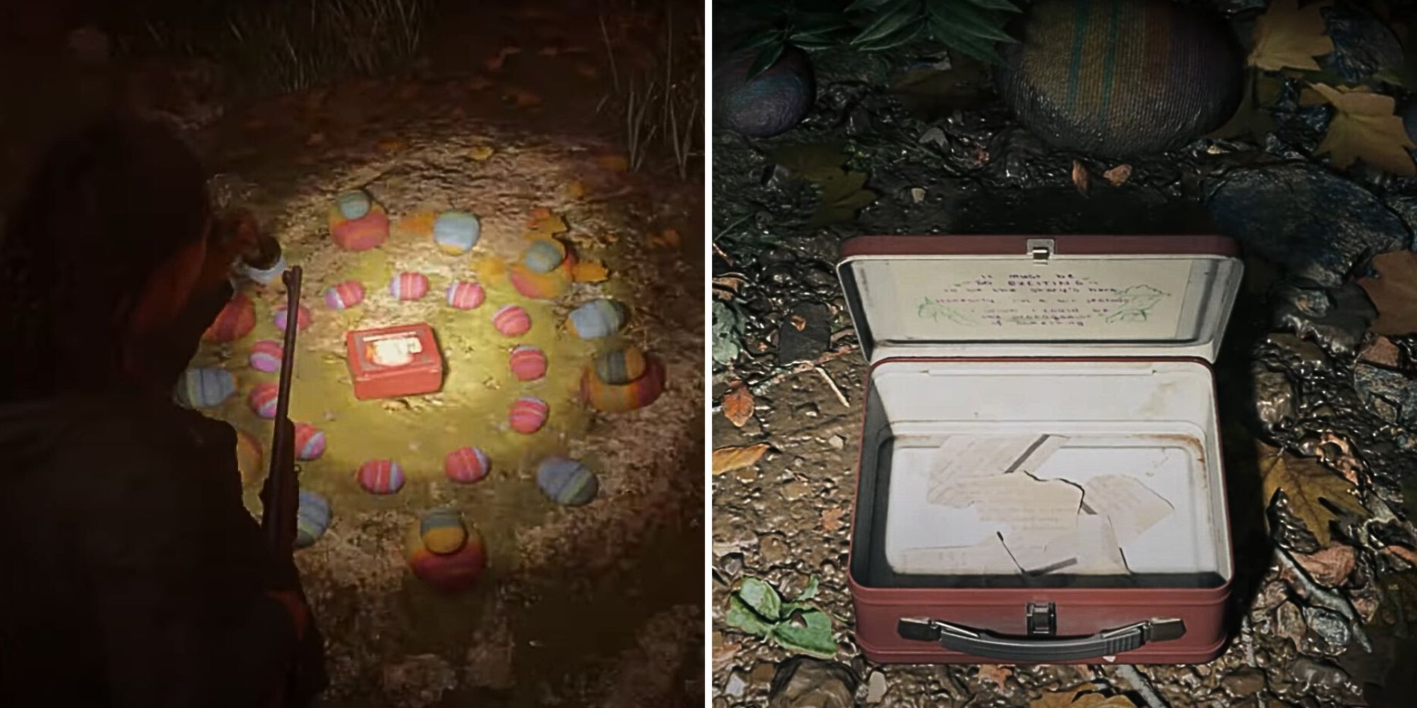 The Alan Wake 2 character is finding lunch box collectibles with manuscript fragments in them.