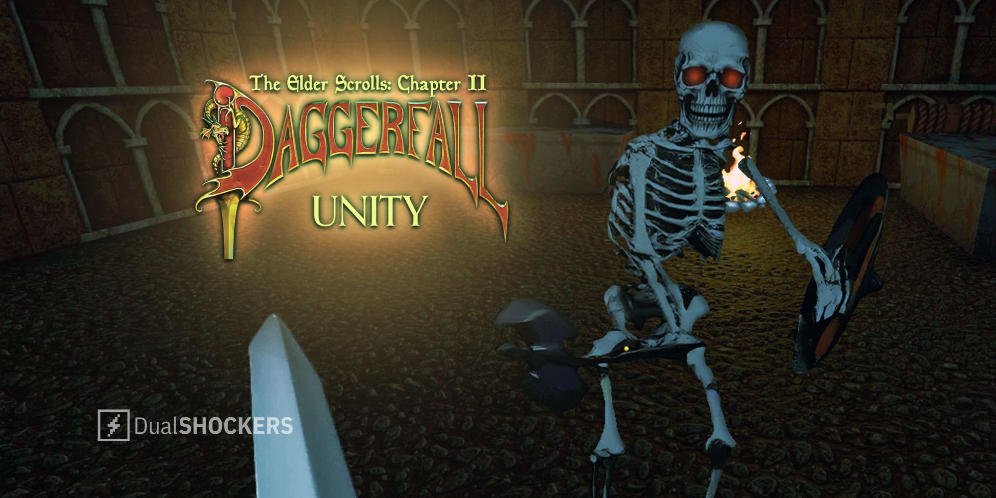 Daggerfall Unity skeleton in a dungeon