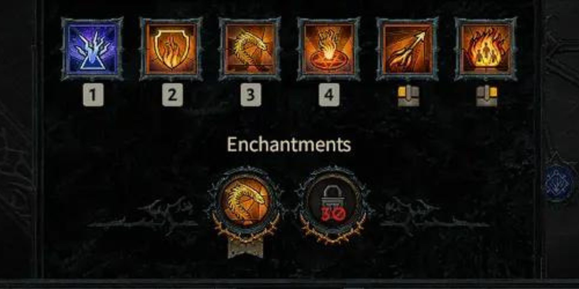 A close up of the enchantments menu for the sorcerer in diablo 4