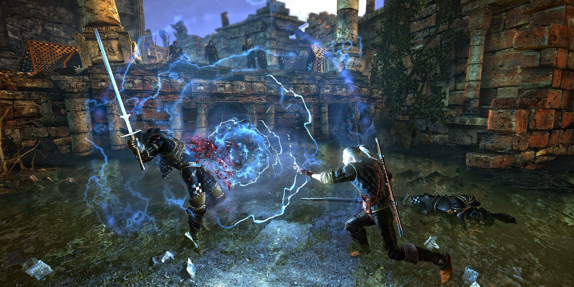 The Witcher 2 Geralt Using Aard in Combat