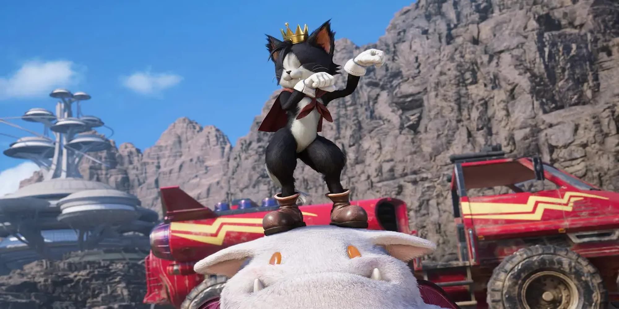 Cait Sith Standing On Top Of His Moogle