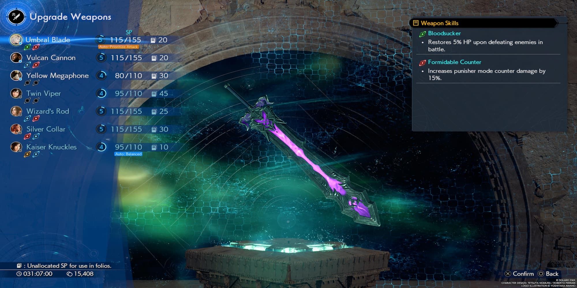 The Player Upgrading Cloud's Umbral Blade