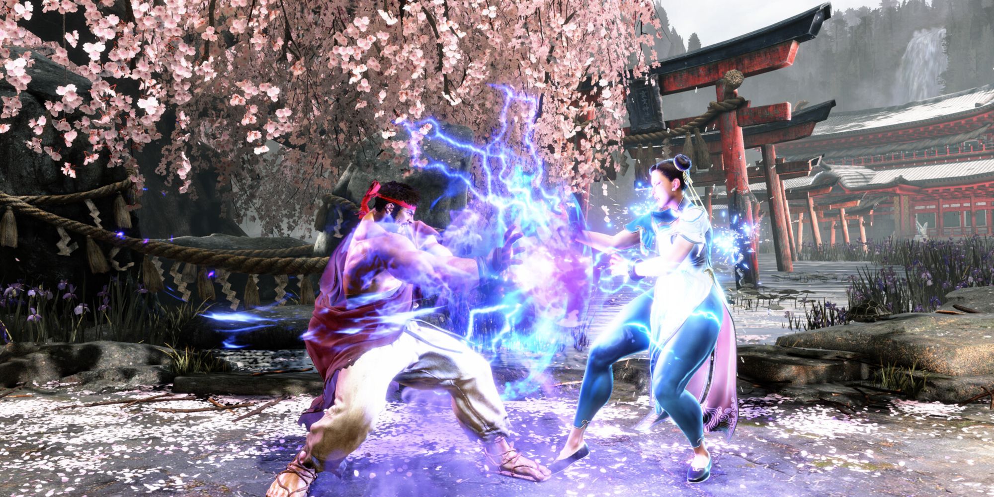 Ryu fighting Chun-li in Street Fighter 6