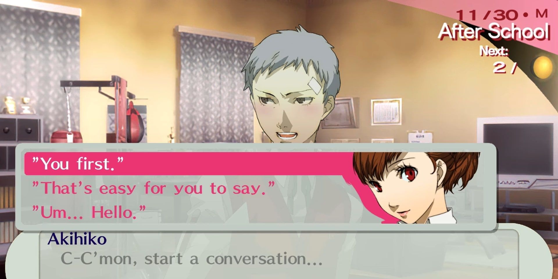 Akihiko gets nervous in Persona 3 Portable