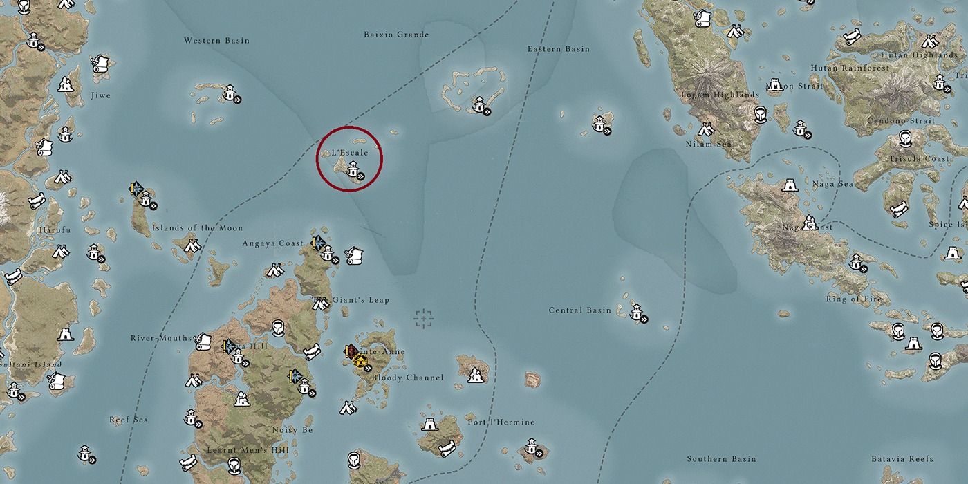 Moyenne Crique highlighted on the map in Skull and Bones