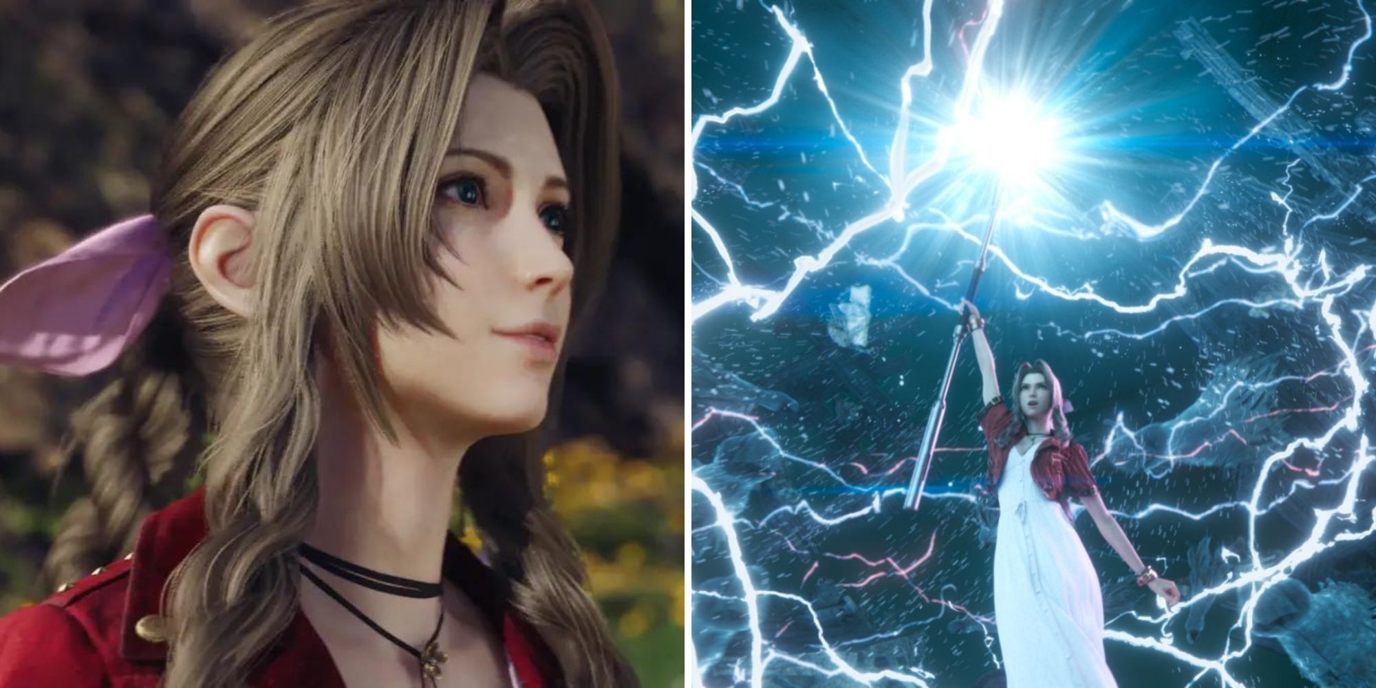 Aerith In The Grasslands & Using A Powerful Spell 